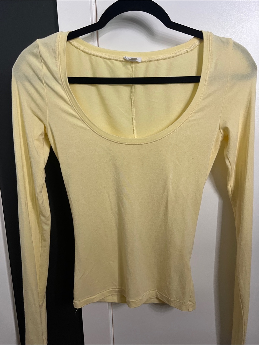 Garage Pale Yellow Scoop Neck Long Sleeve Top